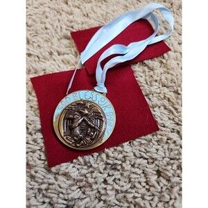 CREED God Bless Our New Baby Boy Crib Medallion Vintage Enamel Brass